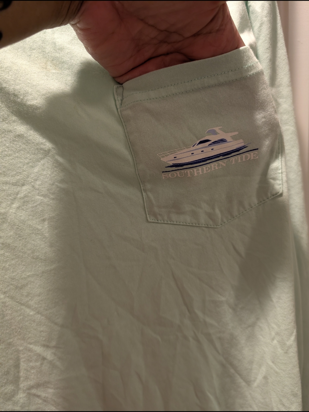 Southern Tide Men's Long-Sleeve Pocket Tee in Mint